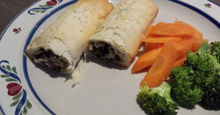 Super Green Chicken Filo Rolls
