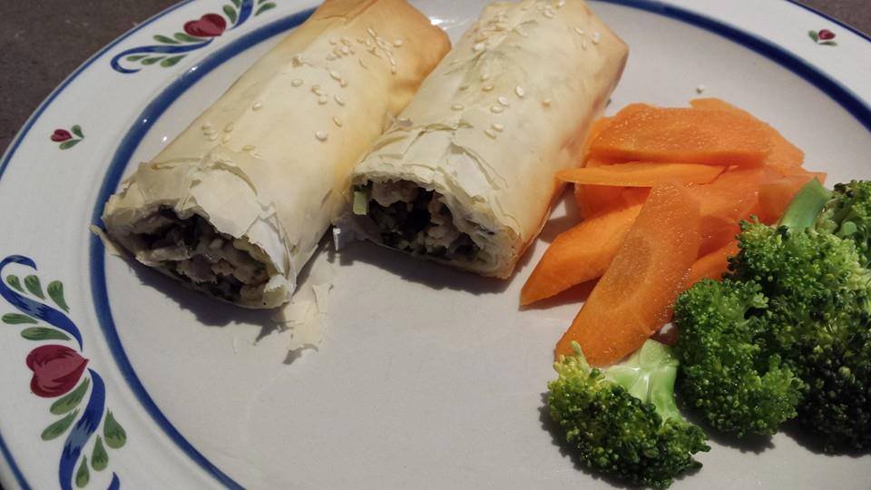 Super Green Chicken Filo Rolls